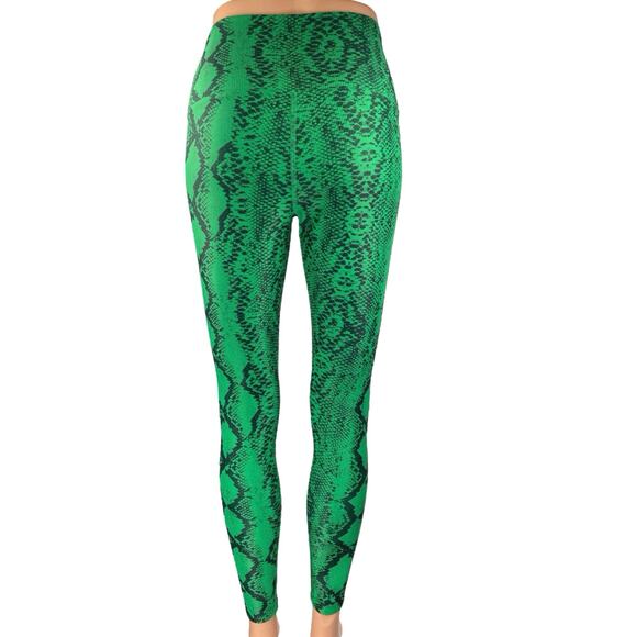 Beach Riot Ayla Women's Green Snakeskin Animal Print High Waist Leggings Pants S - Picture 3 of 5